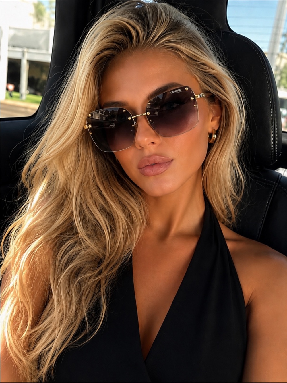 Carerra Gold Frame Gradient Lens Women's Sunglasses - Designer Style